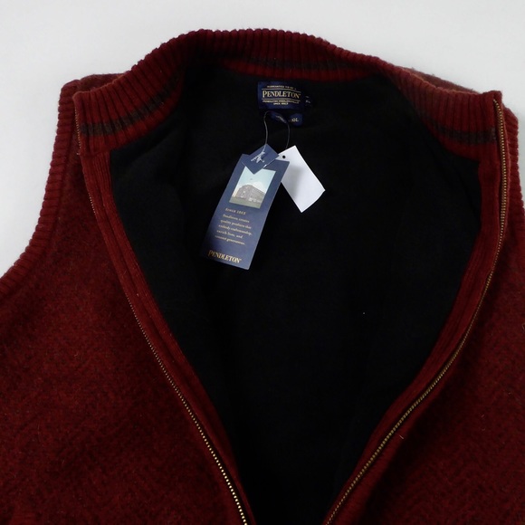 Pendleton Fleece Lined Washable Shetland Wool Cardigan Sweater Vest Full Zip NWT - Picture 5 of 8